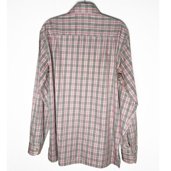 Ermenegildo Zenga Men's Long Sleeve Button Up Shirt Pink Gray White Check Print - Picture 2 of 7
